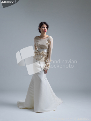 Image of Portrait of beautiful young women in wedding dress