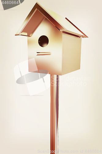 Image of birdhouse - a metal souvenir. 3d illustration. Vintage style