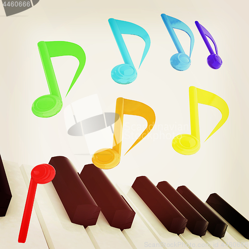 Image of music notes  background. 3D illustration. Vintage style