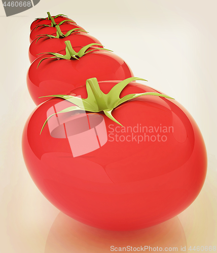 Image of tomato. 3d illustration. Vintage style