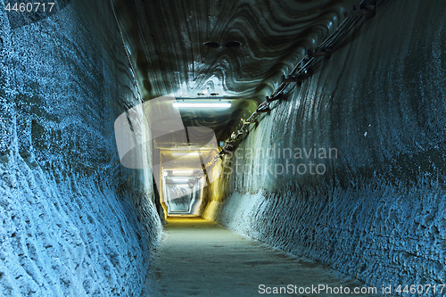 Image of illuminated tunnel in mine