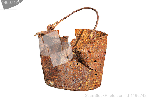 Image of isolated damaged rusty tin