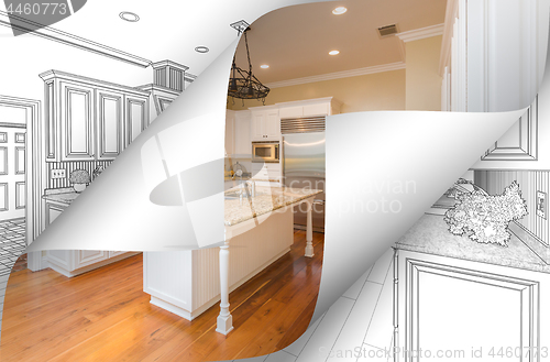 Image of Kitchen Photo Page Corners Flipping with Drawing Behind