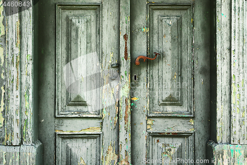 Image of detail of old wooden door