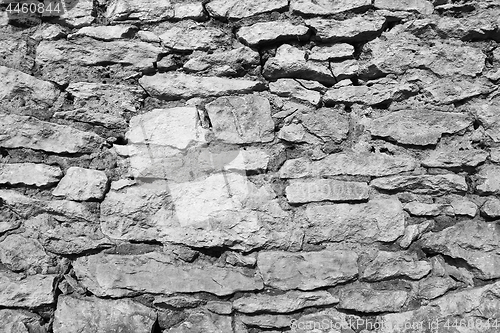 Image of black and white texture of stone wall