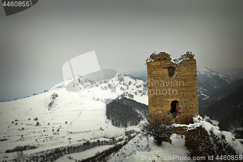 Image of Coltesti fortress in winter scene