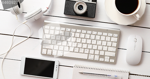 Image of Gadgets and cup of coffee