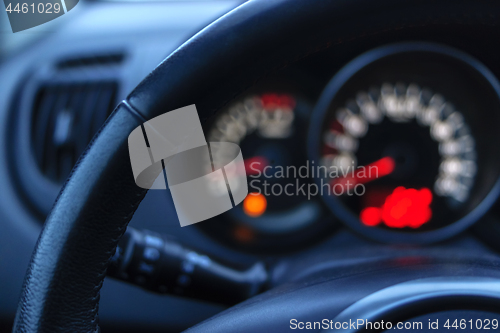 Image of Bokeh and dashboard and steering wheel