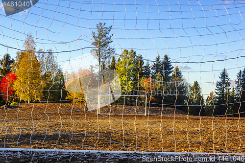 Image of Yard area for playing football in autumn