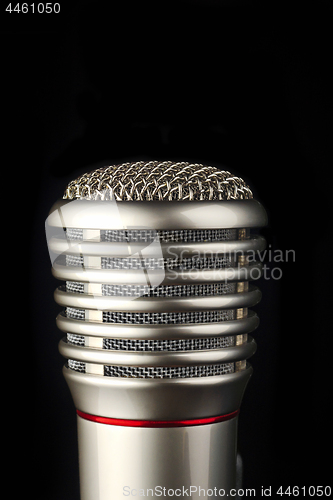 Image of Studio microphone on black background, macro