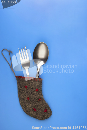 Image of Fork and spoon in plain christmas sock