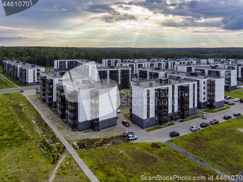 Image of Modern ecological district of apartment buildings in city