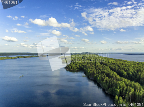 Image of Landscape of wild forest and wild lake aerial view