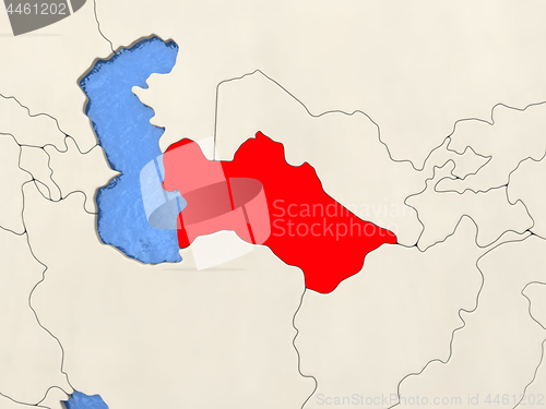Image of Turkmenistan on map