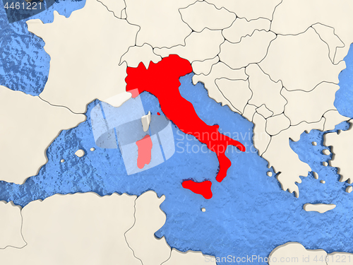 Image of Italy on map