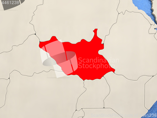 Image of South Sudan on map