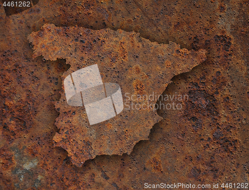 Image of Map of Spain on rusty metal