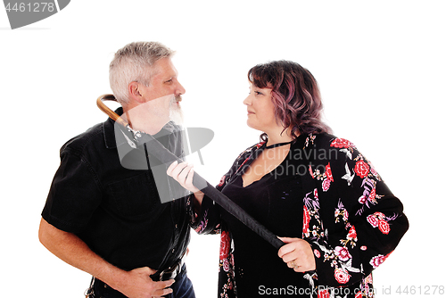 Image of Middle age couple fighting