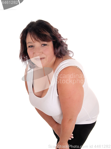 Image of Oversized woman bending forwards