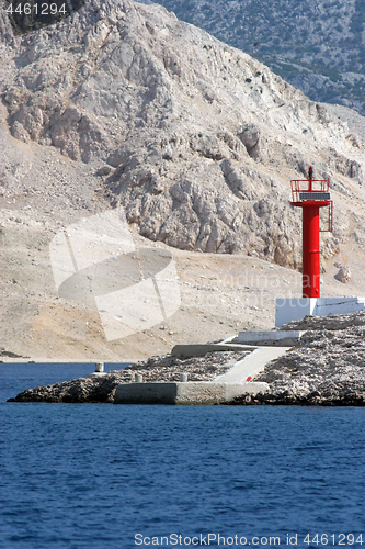 Image of Red see light on island with mountain background