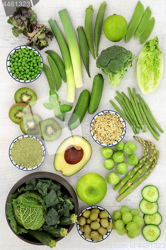 Image of Super Food of Green Fruit and Vegetables