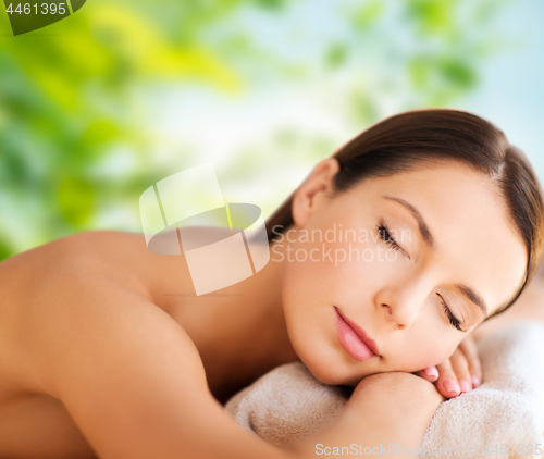 Image of close up of beautiful woman at spa