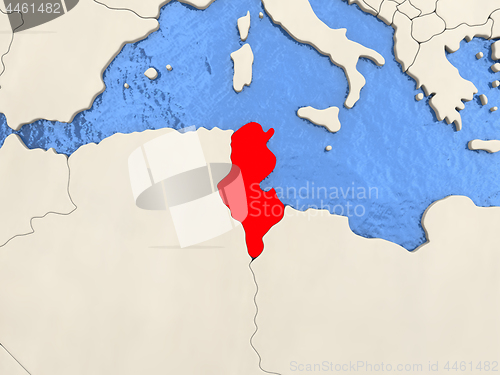 Image of Tunisia on map