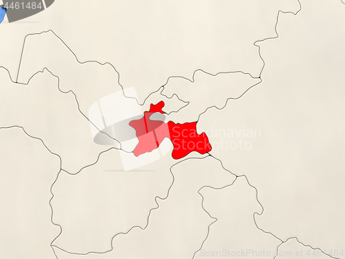 Image of Tajikistan on map