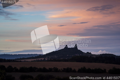 Image of Evening landscape with Trosky Castle, Czech Republic