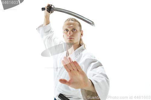 Image of The young man are training Aikido at studio