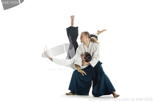 Image of The two men fighting at Aikido training in martial arts school