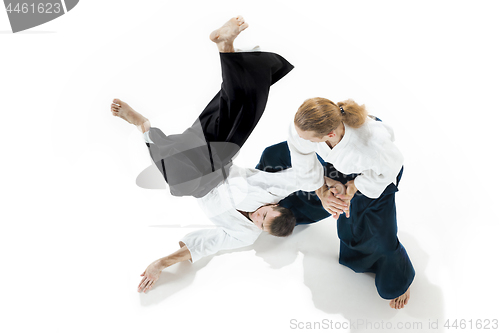 Image of The two men fighting at Aikido training in martial arts school