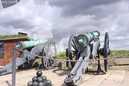 Image of Cannons outside  Kronborg castle pointing at Øresund