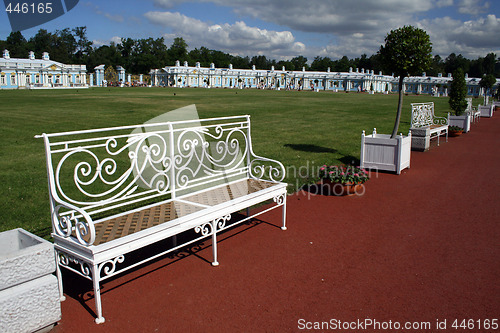 Image of white openwork bench