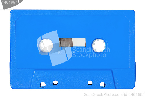 Image of Retro bue audio tape isolated on white background.