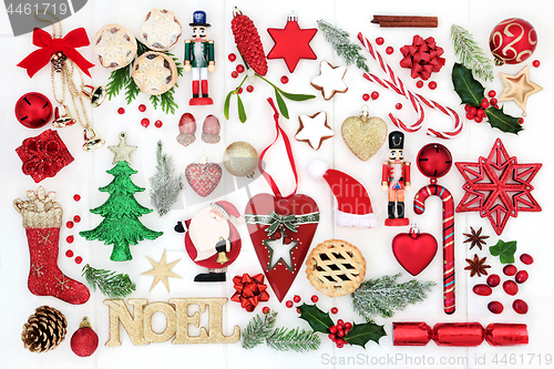 Image of Christmas Noel Sign and  Bauble Decorations