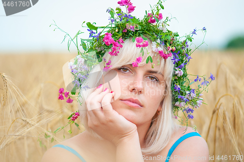 Image of Woman at wheat meadow