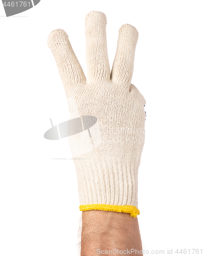 Image of Male hand wearing working glove