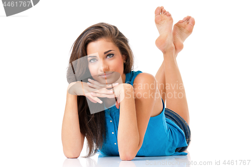 Image of Teen girl on white