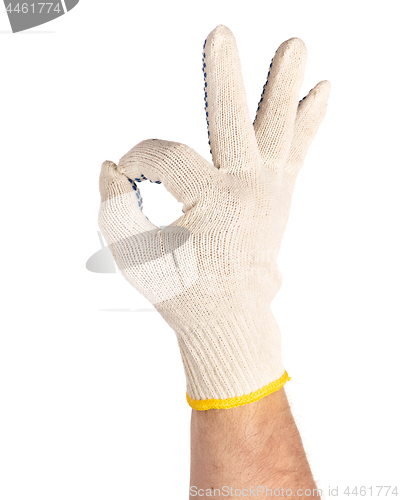 Image of Male hand wearing working glove