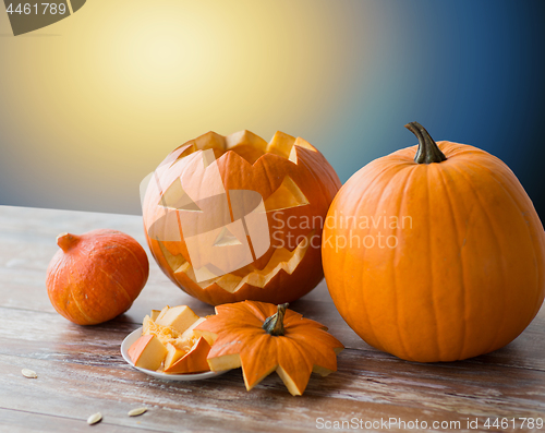 Image of jack-o-lantern or carved halloween pumpkin