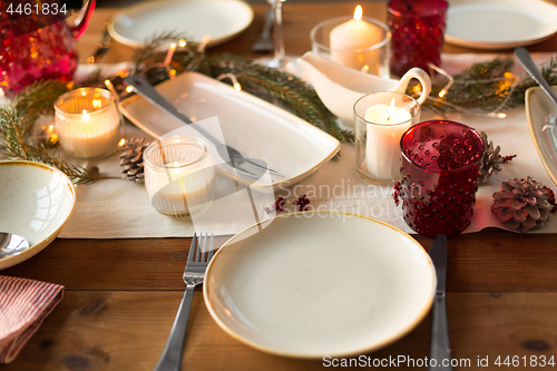 Image of table served for christmas dinner at home