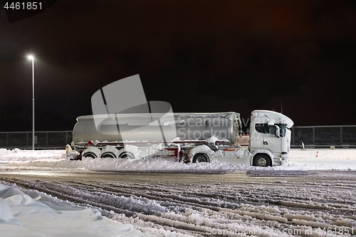 Image of Tank Truck In Snow