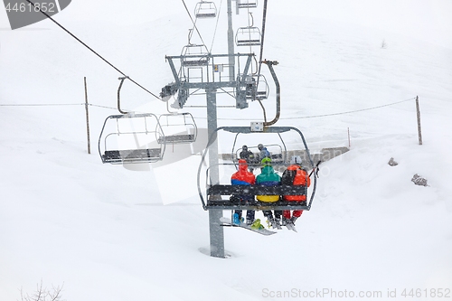 Image of Ski lift in snow storm