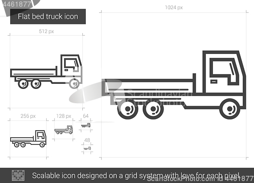 Image of Flat bed truck line icon.