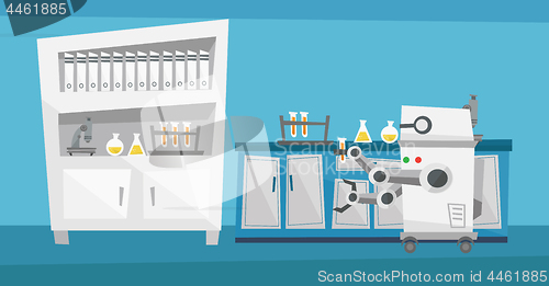 Image of Robot working in a laboratory with a test tube.