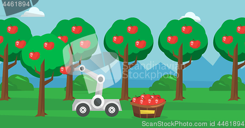 Image of Robot picking apples at harvest time.