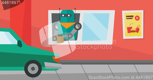 Image of Robot works in a fast food restaurant.