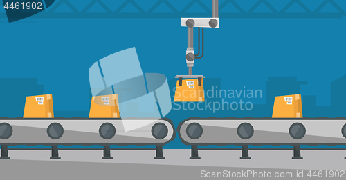 Image of Robotic packaging conveyor belt.