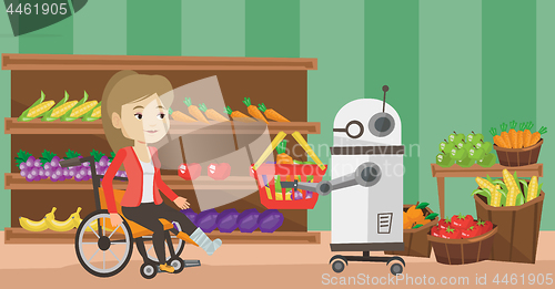 Image of Robotic helper working in supermarket.